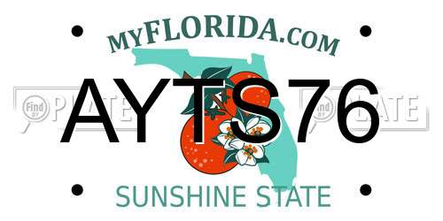 AYTS76 Florida License Plate