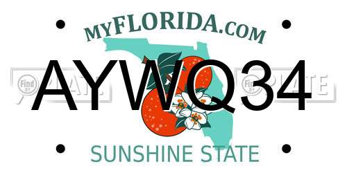 AYWQ34 Florida License Plate