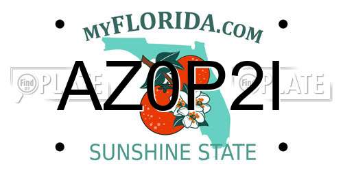 AZ0P2I Florida License Plate