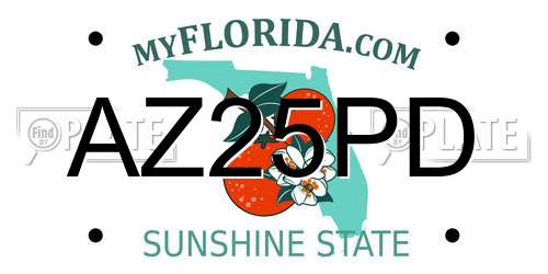 AZ25PD Florida License Plate
