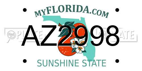 AZ2998 Florida License Plate