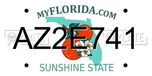 AZ2E741 Florida License Plate