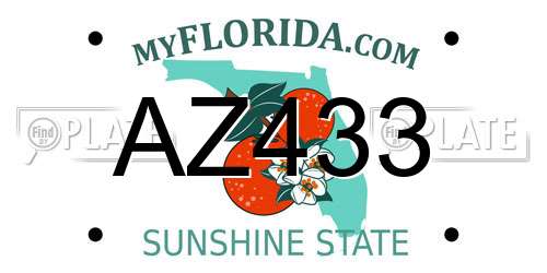 AZ433 Florida License Plate