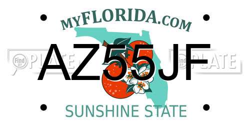AZ55JF Florida License Plate