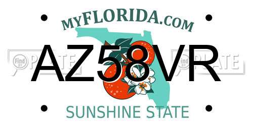 AZ58VR Florida License Plate