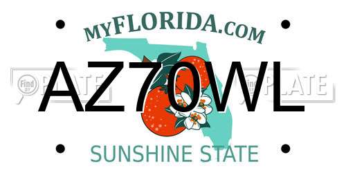 AZ70WL Florida License Plate