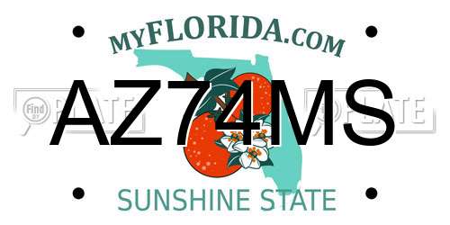 AZ74MS Florida License Plate