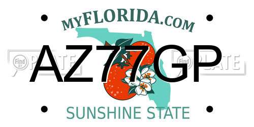 AZ77GP Florida License Plate
