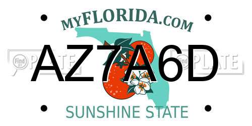 AZ7A6D Florida License Plate
