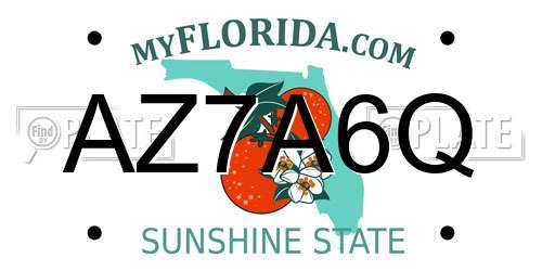 AZ7A6Q Florida License Plate