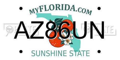 AZ86UN Florida License Plate