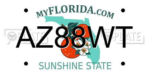 AZ88WT Florida License Plate