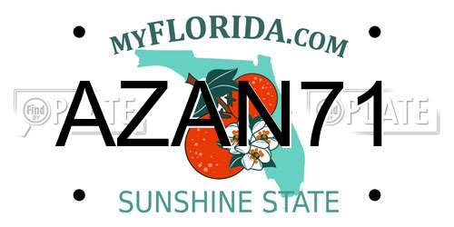 AZAN71 Florida License Plate