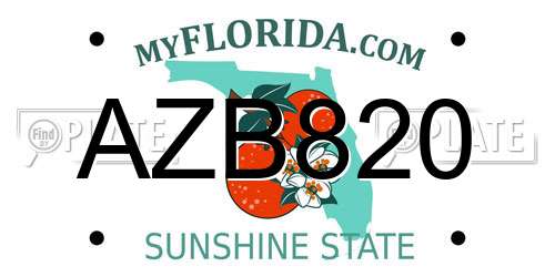 AZB820 Florida License Plate