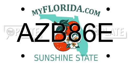 AZB86E Florida License Plate