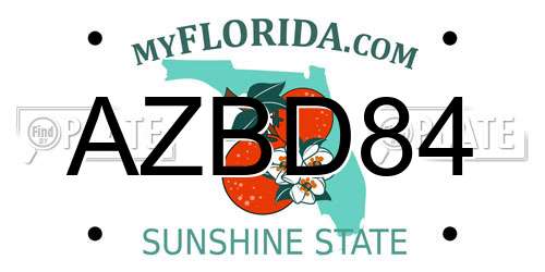 AZBD84 Florida License Plate