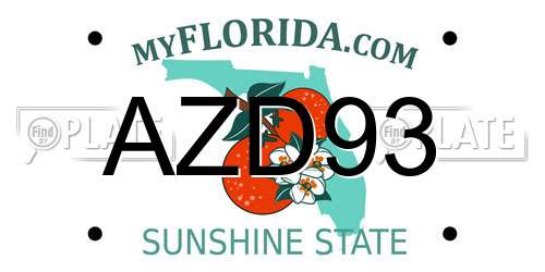 AZD93 Florida License Plate