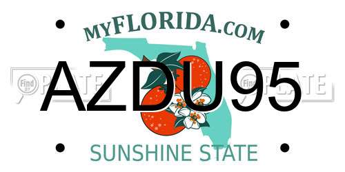 AZDU95 Florida License Plate