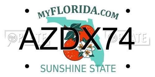 AZDX74 Florida License Plate