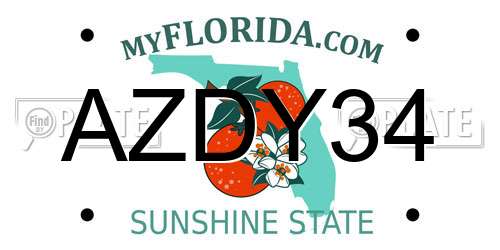 AZDY34 Florida License Plate