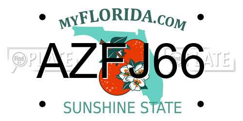 AZFJ66 Florida License Plate