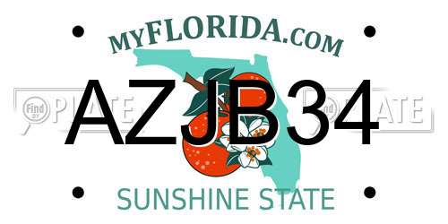 AZJB34 Florida License Plate