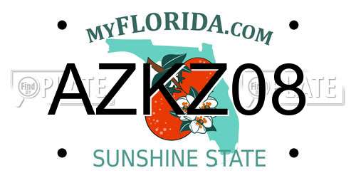 AZKZ08 Florida License Plate