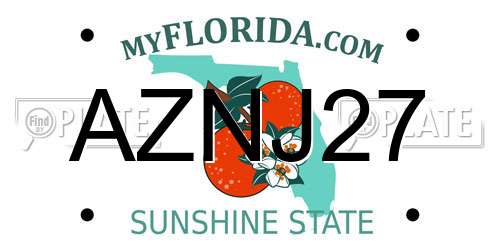 AZNJ27 Florida License Plate