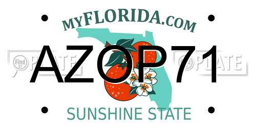 AZOP71 Florida License Plate