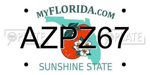 AZPZ67 Florida License Plate