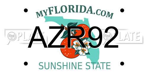 AZR92 Florida License Plate