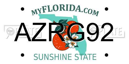 AZRG92 Florida License Plate