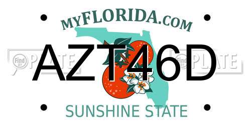 AZT46D Florida License Plate