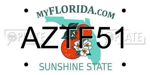 AZTF51 Florida License Plate