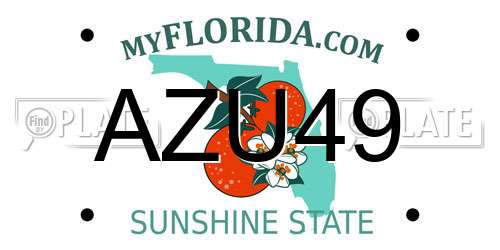 AZU49 Florida License Plate