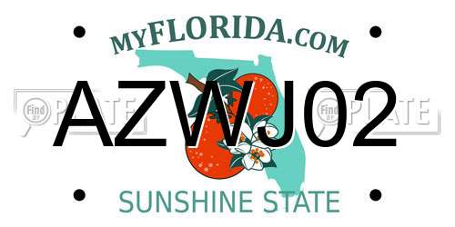 AZWJ02 Florida License Plate