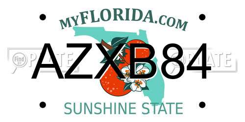 AZXB84 Florida License Plate