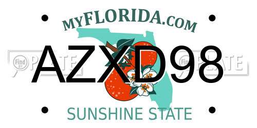 AZXD98 Florida License Plate