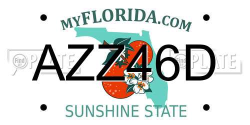 AZZ46D Florida License Plate