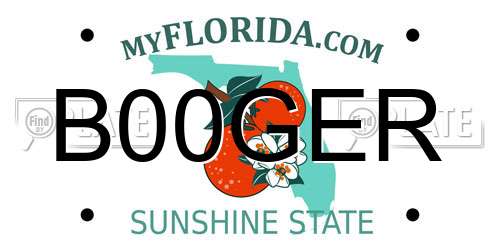 B00GER Florida License Plate