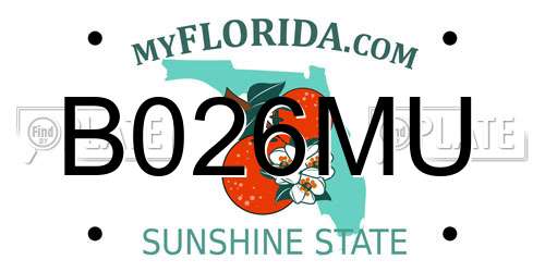 B026MU Florida License Plate