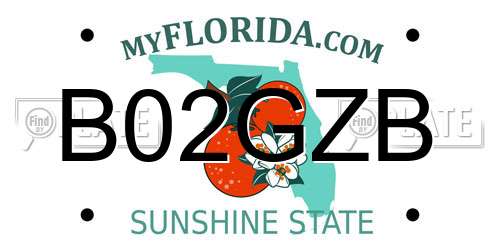 B02GZB Florida License Plate