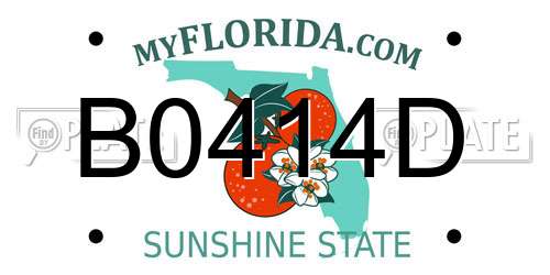 B0414D Florida License Plate