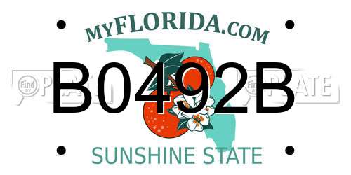 B0492B Florida License Plate