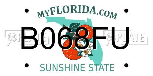 B068FU Florida License Plate