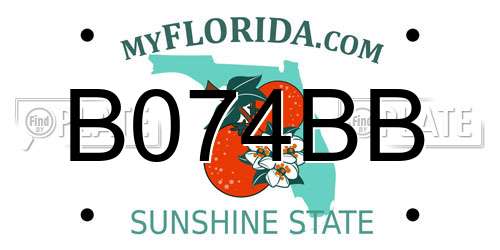 B074BB Florida License Plate