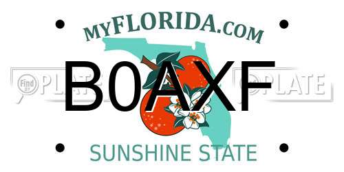 B0AXF Florida License Plate