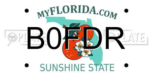 B0FDR Florida License Plate