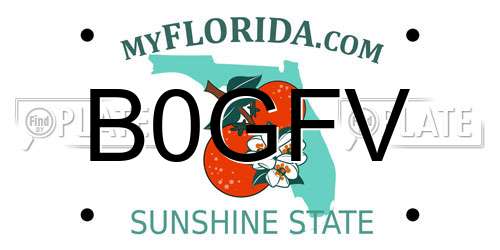 B0GFV Florida License Plate