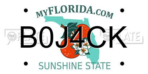B0J4CK Florida License Plate